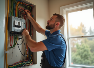 Durée moyenne des fils électriques dans une maison : quel est l’impact sur leur performance ? Électricien inspectant câbles électriques dans une maison moderne