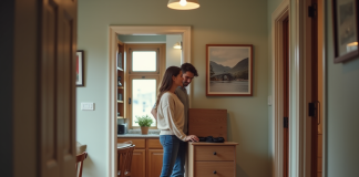 Femme accueillante avec un collectionneur de meubles dans un intérieur chaleureux
