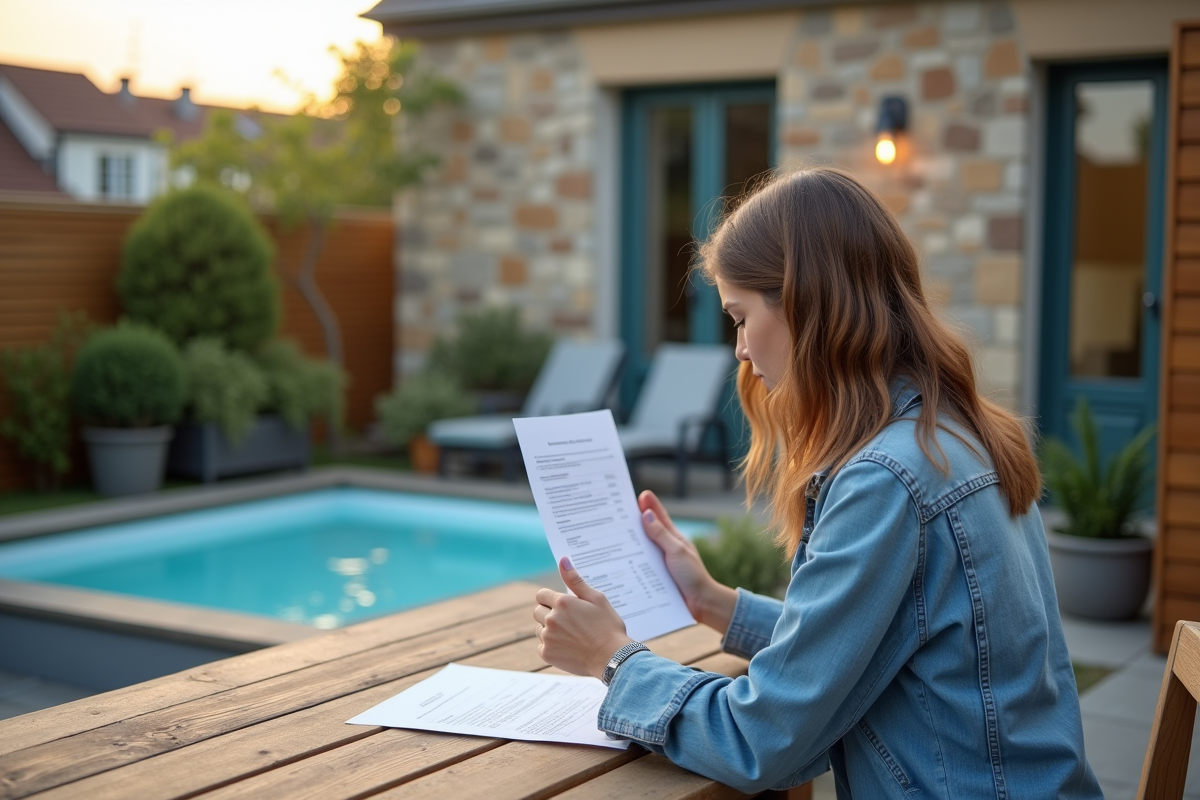 Jeune femme consulte des papiers près d