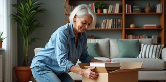 Ranger livres cartons : astuces et conseils pour optimiser l’espace Femme d'âge moyen trie des livres dans un salon organisé